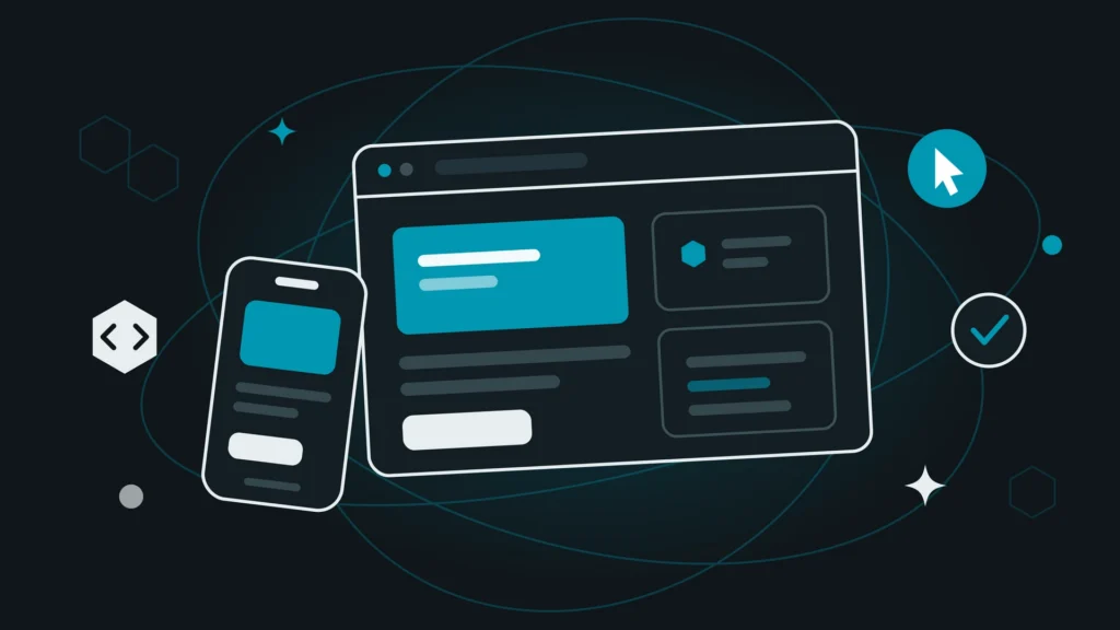 Dunkles Mockup von Website Desktop- und mobile Ansicht