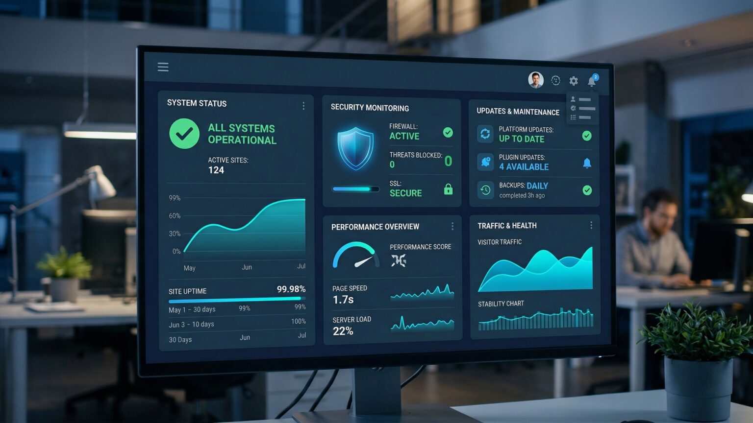 Monitor Website Wartung Daten Backup