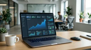 Laptop mit Leistungssteigerung der Website