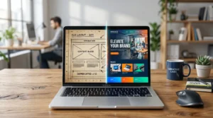 Laptop mit Website Redesign